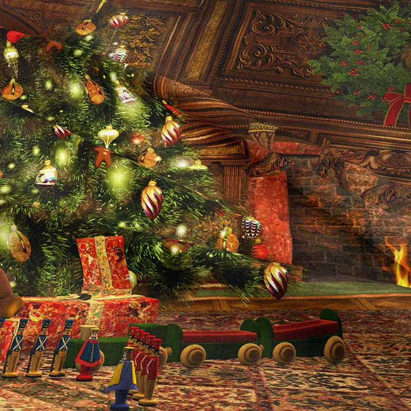 Aperturee - Classic Room Huge Tree Wreath Christmas Backdrop