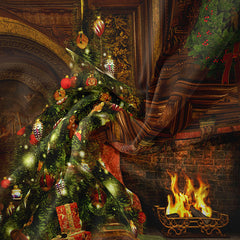 Aperturee - Classic Room Huge Tree Wreath Christmas Backdrop