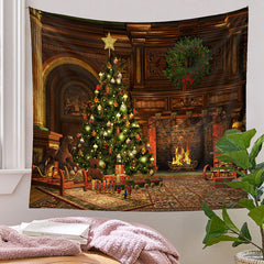 Aperturee - Classic Room Huge Tree Wreath Christmas Backdrop