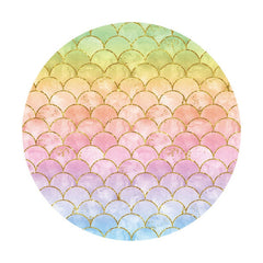 Aperturee - Coloerd Glitter Mermaid Round Birthday Backdrop