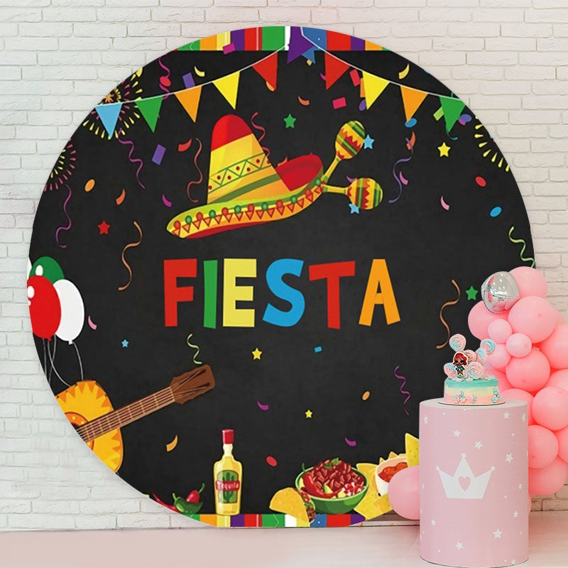 Aperturee - Color Fiesta Round Happy Birthday Party Backdrop