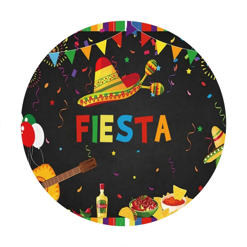 Aperturee - Color Fiesta Round Happy Birthday Party Backdrop