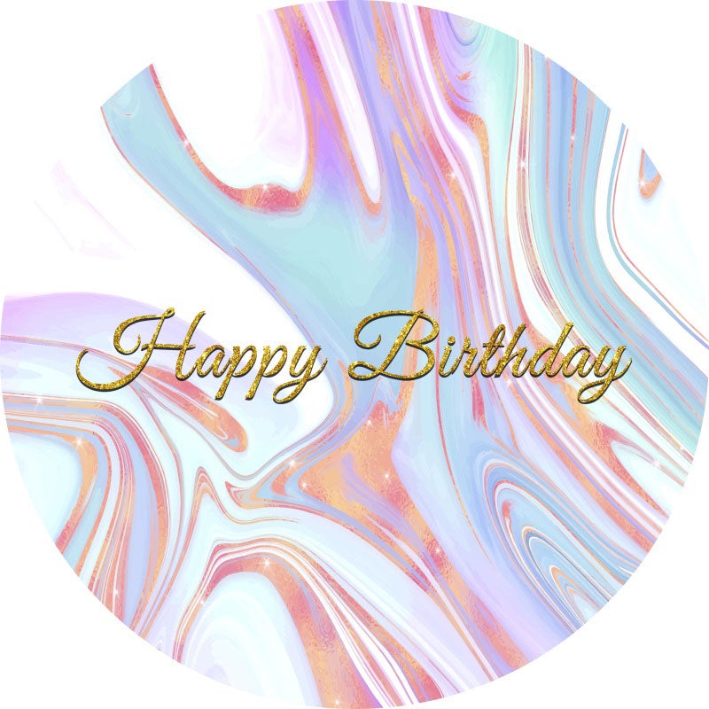 Aperturee - Colorful Abtract Texture Round Birthday Backdrop