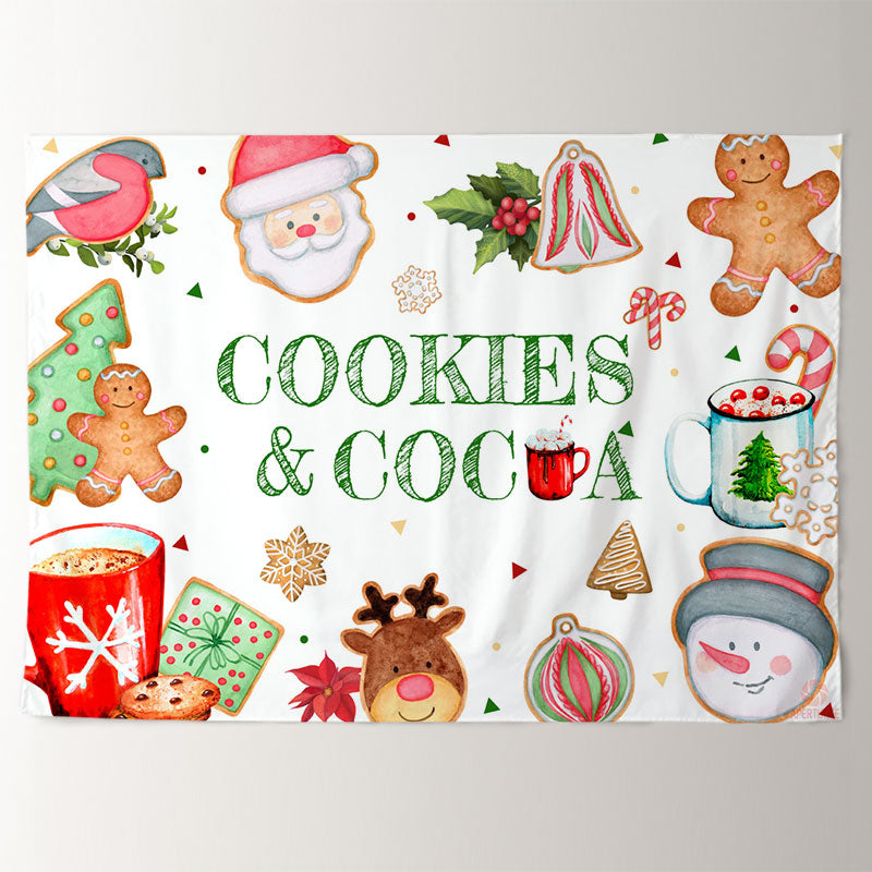 Aperturee - Cookies Cocoa Green White Santa Christmas Backdrop