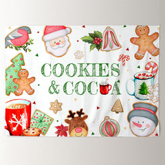 Aperturee - Cookies Cocoa Green White Santa Christmas Backdrop