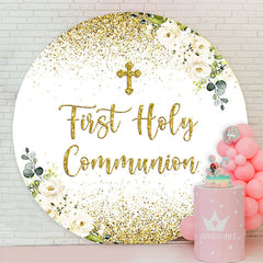 Aperturee - Cross First Holy Commnion Floral Baptism Backdrop