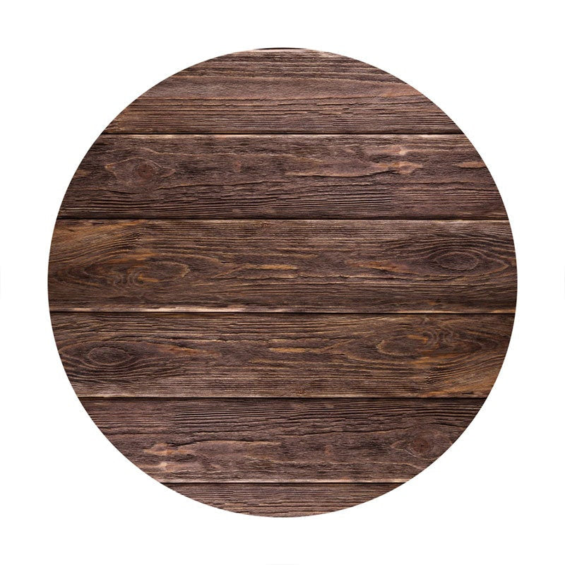 Aperturee - Custom Circle Brown Wooden Birthday Backdrop