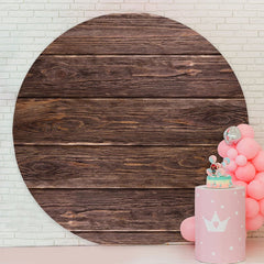Aperturee - Custom Circle Brown Wooden Birthday Backdrop