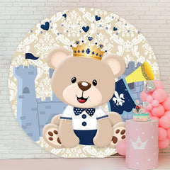 Aperturee - Cute Teddy Bear Round Castle Baby Shower Backdrop