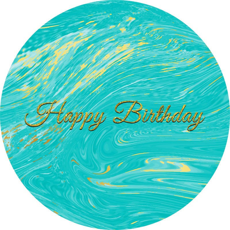 Aperturee - Cyan Abstract Texture Round Birthday Backdrop