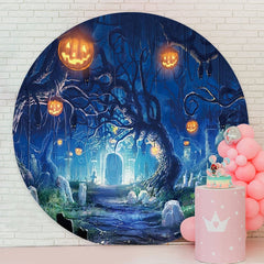 Aperturee - Dark Forest Horrify Round Halloween Backdrop