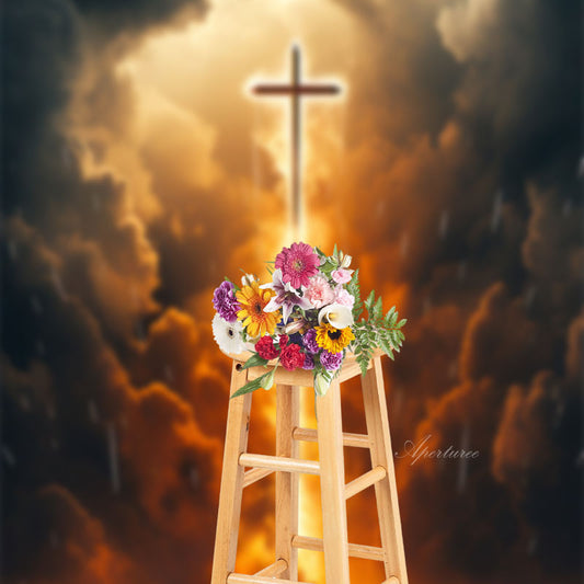 Aperturee - Deep Color Clouds Cross Volcano Easter Backdrop
