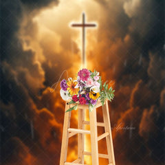 Aperturee - Deep Color Clouds Cross Volcano Easter Backdrop