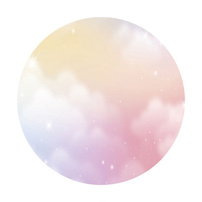 Aperturee - Dream Clouds Glitter Round Baby Shower Backdrop