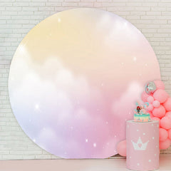 Aperturee - Dream Clouds Glitter Round Baby Shower Backdrop