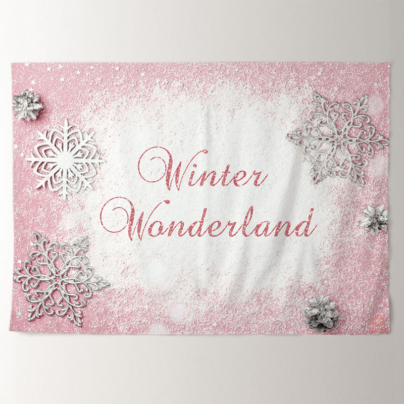 Aperturee - Dusty Pink Winter Wanderland Holiday Backdrop
