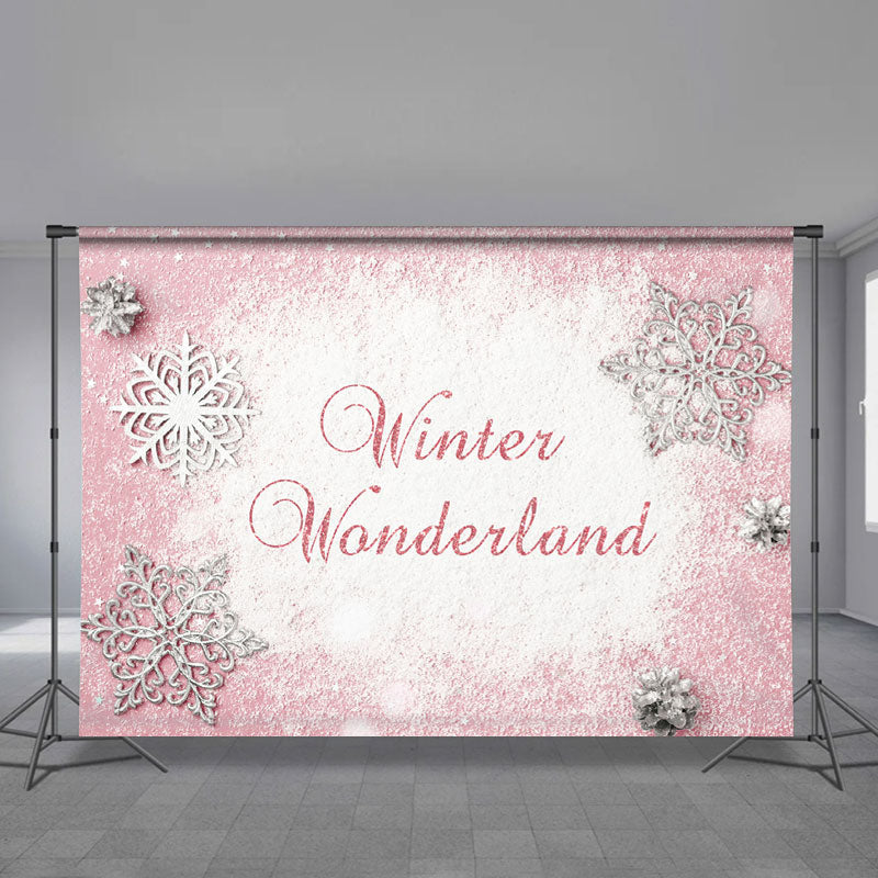 Aperturee - Dusty Pink Winter Wanderland Holiday Backdrop