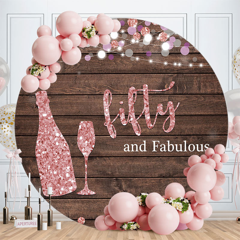 Aperturee - Fifty Fabulous Wood Pink Boekh Birthday Backdrop