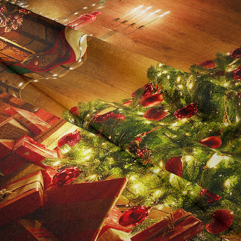 Aperturee - Fireplace Xmas Tree Light Strip Christmas Backdrop