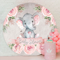 Aperturee - Floral Elephant Circle Baby Shower Backdrop