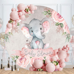 Aperturee - Floral Elephant Circle Baby Shower Backdrop