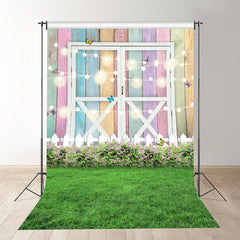 Aperturee - Floral Garden Butterflies Wood Spring Photo Backdrop