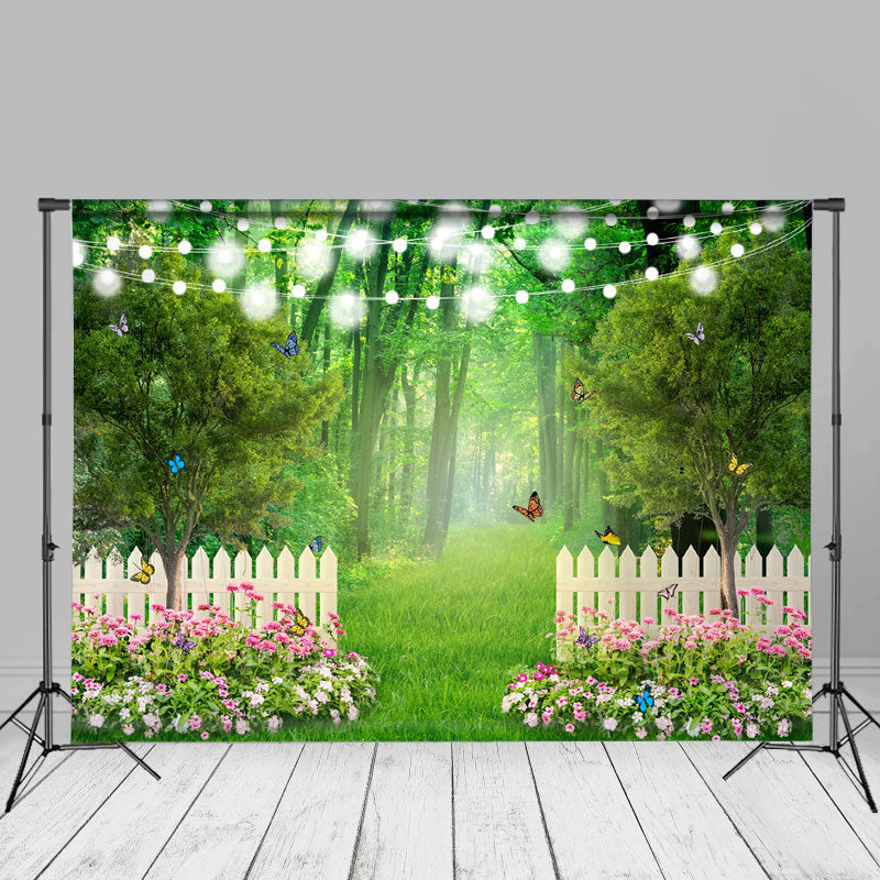 Aperturee - Floral Garden Butterfly Green Jungle Spring Backdrop