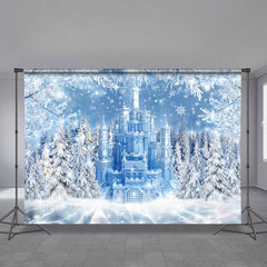 Aperturee - Frozen Blue Castle Forest Snowy Winter Backdrop