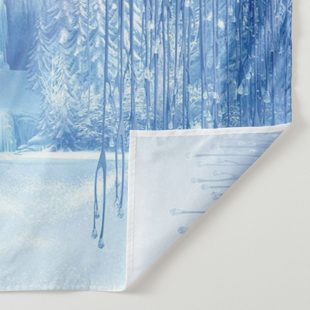 Aperturee - Frozen Forest Blue World Waterfall Winter Backdrop