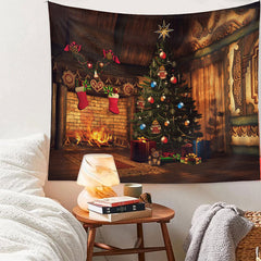 Aperturee - Gift Christmas Tree Bauble Cabin Holiday Backdrop