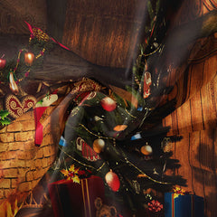 Aperturee - Gift Christmas Tree Bauble Cabin Holiday Backdrop