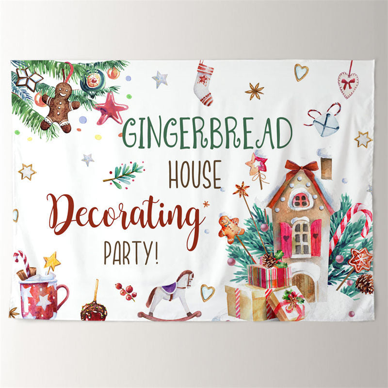 Aperturee - Gingerbread Deco Party Gifts Photo Xmas Backdrop