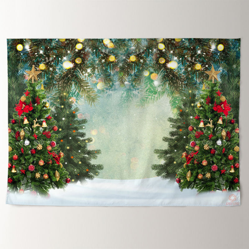 Aperturee - Glitter Bauble Forest Trees Christmas Backdrop