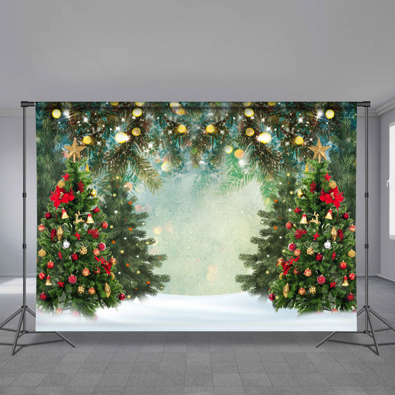 Aperturee - Glitter Bauble Forest Trees Christmas Backdrop