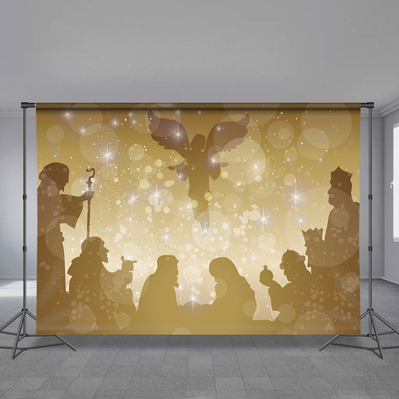 Aperturee - Glitter Bokeh Jesus Theme Merry Christmas Backdrop