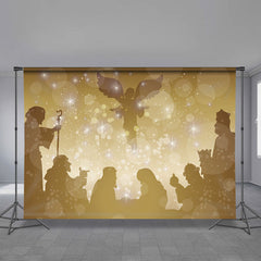 Aperturee - Glitter Bokeh Jesus Theme Merry Christmas Backdrop