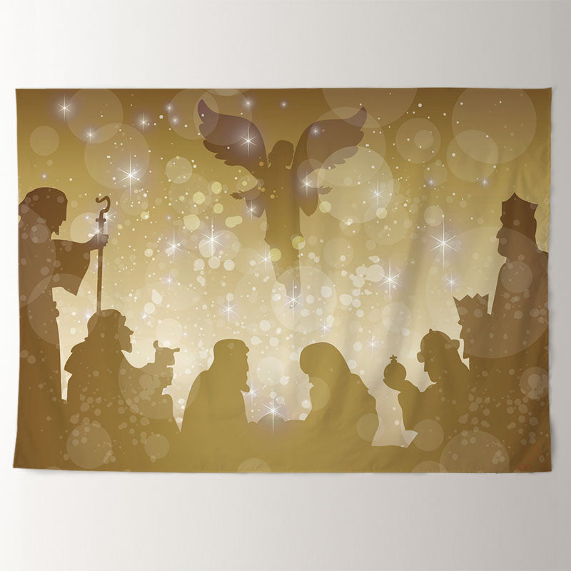 Aperturee - Glitter Bokeh Jesus Theme Merry Christmas Backdrop