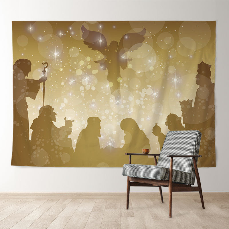 Aperturee - Glitter Bokeh Jesus Theme Merry Christmas Backdrop