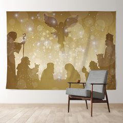 Aperturee - Glitter Bokeh Jesus Theme Merry Christmas Backdrop