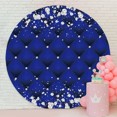 Aperturee - Glitter Diamond Round Blue Birthday Backdrop