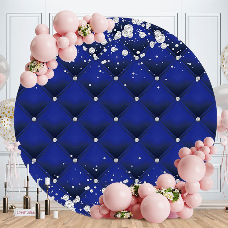 Aperturee - Glitter Diamond Round Blue Birthday Backdrop