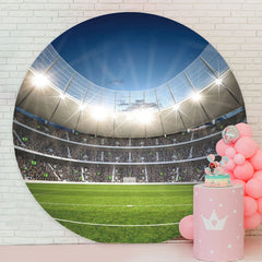 Aperturee - Glitter Football Field Round Happy Birthday Backdrop