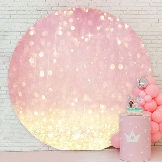 Aperturee - Glitter Gold Pink Bokeh Circle Happy Birthday Backdrop