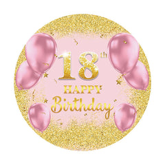 Aperturee - Glitter Gold Pink Happy 18Th Birthday Backdrop
