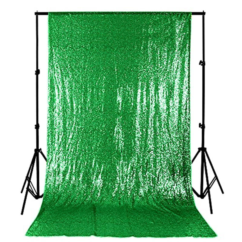 Aperturee - Glitter Green Sequin Fabric Photography Backdrop Curtain