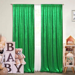 Aperturee - Glitter Green Sequin Fabric Photography Backdrop Curtain