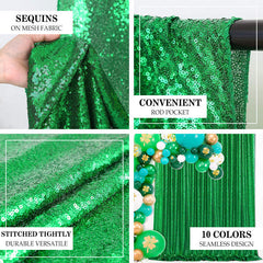 Aperturee - Glitter Green Sequin Fabric Photography Backdrop Curtain