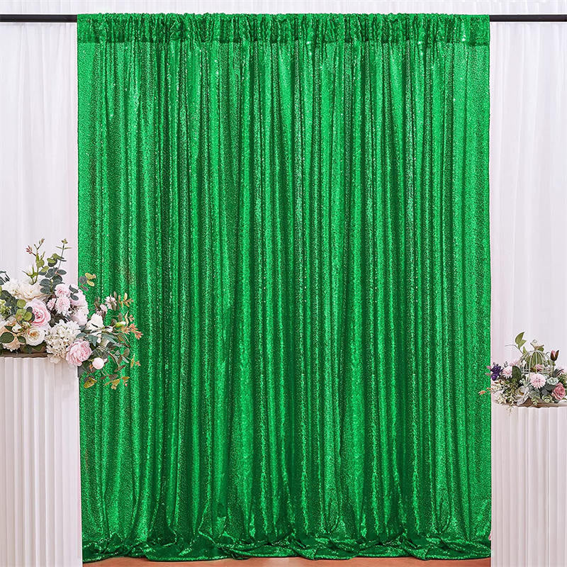 Aperturee - Glitter Green Sequin Fabric Photography Backdrop Curtain