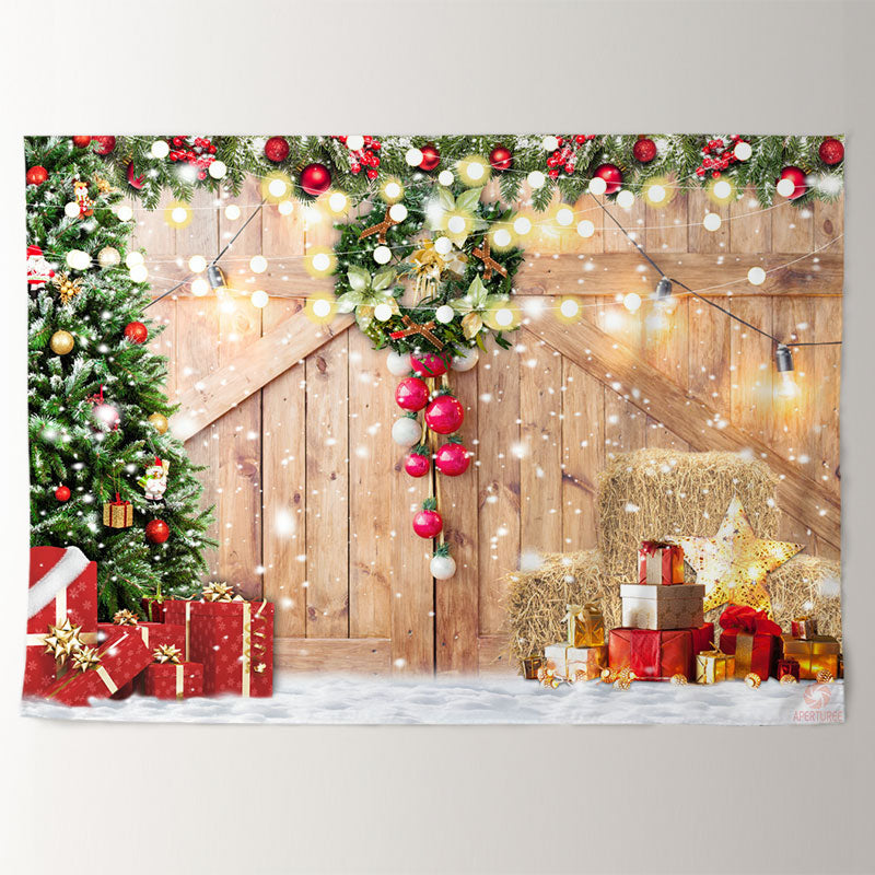 Aperturee - Glitter Snowy Merry Christmas Night Holiday Backdrop