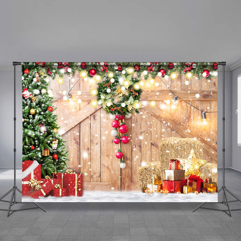 Aperturee - Glitter Snowy Merry Christmas Night Holiday Backdrop